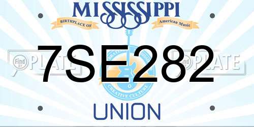 7SE282 Mississippi License Plate