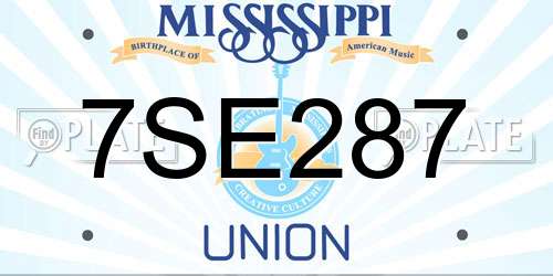 7SE287 Mississippi License Plate
