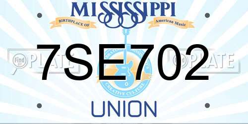7SE702 Mississippi License Plate
