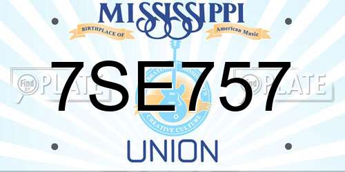 7SE757 Mississippi License Plate