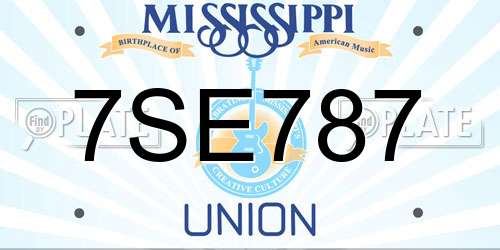 7SE787 Mississippi License Plate