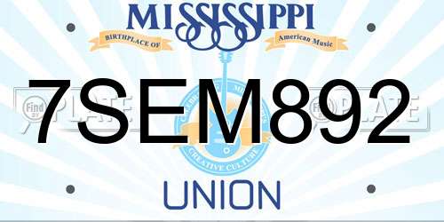 7SEM892 Mississippi License Plate