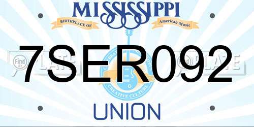 7SER092 Mississippi License Plate