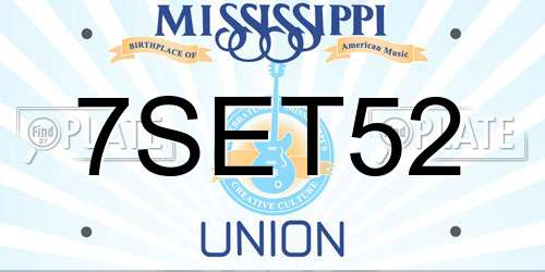 7SET52 Mississippi License Plate