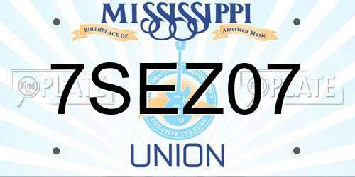 7SEZ07 Mississippi License Plate
