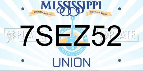 7SEZ52 Mississippi License Plate