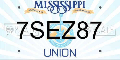 7SEZ87 Mississippi License Plate