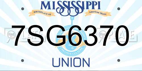 7SG6370 Mississippi License Plate