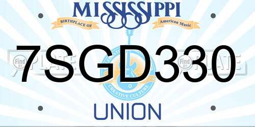 7SGD330 Mississippi License Plate