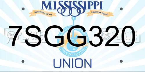 7SGG320 Mississippi License Plate