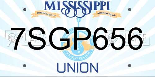 7SGP656 Mississippi License Plate