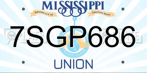 7SGP686 Mississippi License Plate