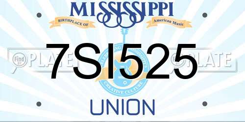 7SI525 Mississippi License Plate