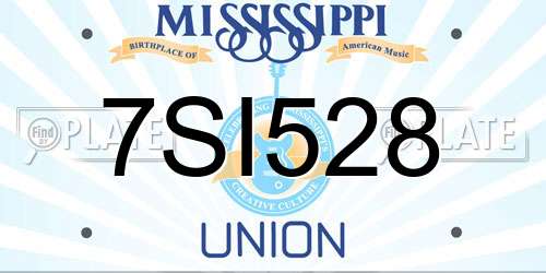 7SI528 Mississippi License Plate