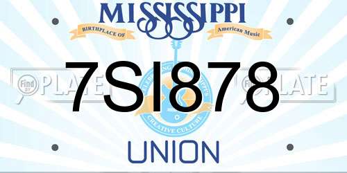7SI878 Mississippi License Plate