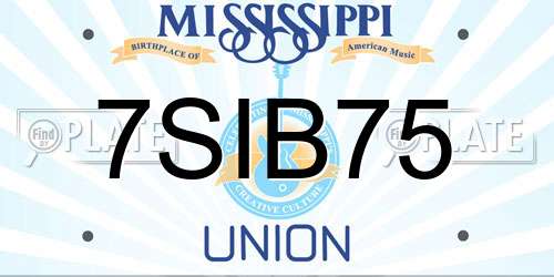7SIB75 Mississippi License Plate