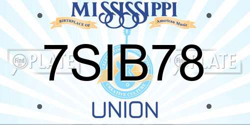 7SIB78 Mississippi License Plate