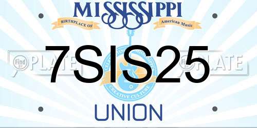 7SIS25 Mississippi License Plate