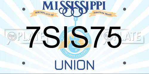 7SIS75 Mississippi License Plate