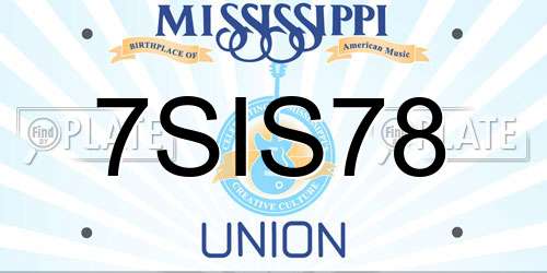 7SIS78 Mississippi License Plate