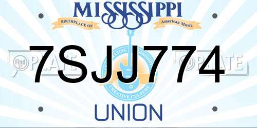 7SJJ774 Mississippi License Plate