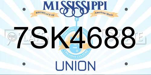 7SK4688 Mississippi License Plate