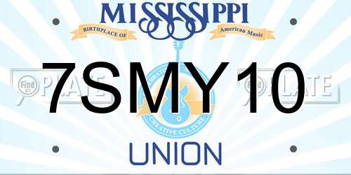7SMY10 Mississippi License Plate