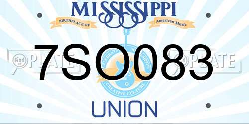 7SO083 Mississippi License Plate