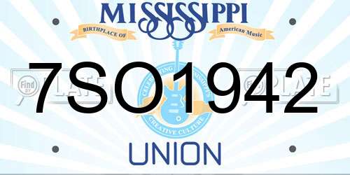 7SO1942 Mississippi License Plate