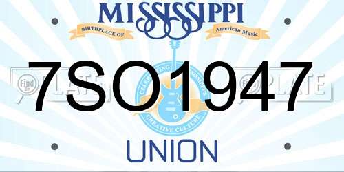 7SO1947 Mississippi License Plate