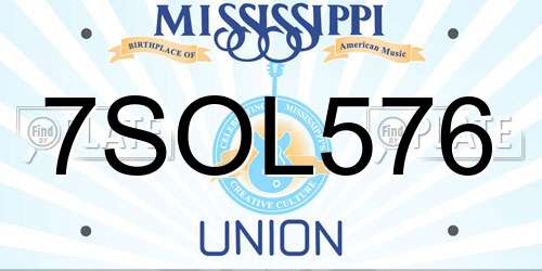 7SOL576 Mississippi License Plate