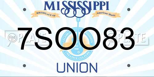 7SOO83 Mississippi License Plate