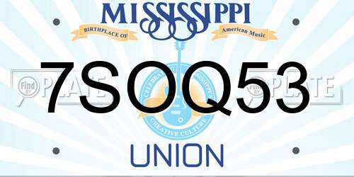7SOQ53 Mississippi License Plate