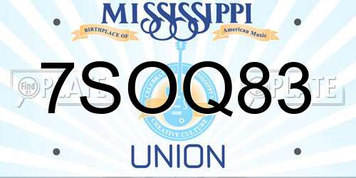 7SOQ83 Mississippi License Plate
