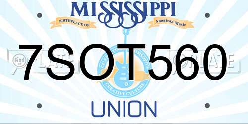 7SOT560 Mississippi License Plate