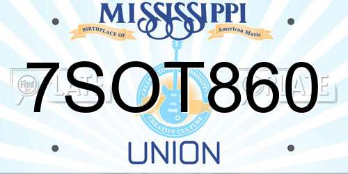 7SOT860 Mississippi License Plate