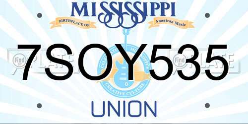 7SOY535 Mississippi License Plate