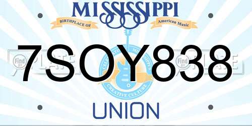 7SOY838 Mississippi License Plate