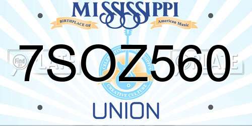 7SOZ560 Mississippi License Plate