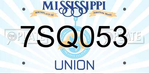 7SQ053 Mississippi License Plate