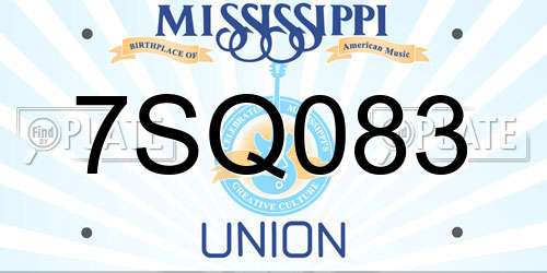 7SQ083 Mississippi License Plate