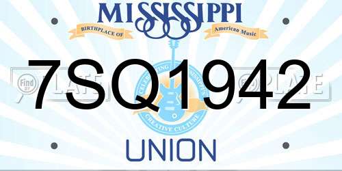 7SQ1942 Mississippi License Plate