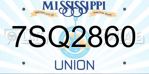 7SQ2860 Mississippi License Plate