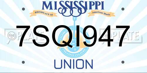 7SQI947 Mississippi License Plate