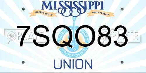 7SQO83 Mississippi License Plate