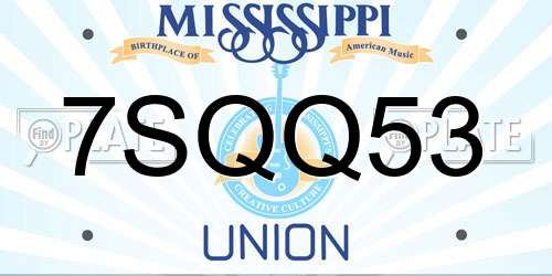 7SQQ53 Mississippi License Plate