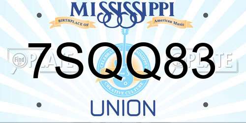 7SQQ83 Mississippi License Plate