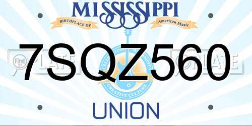 7SQZ560 Mississippi License Plate