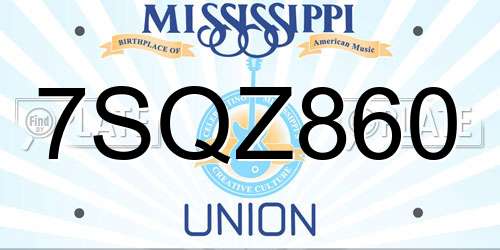 7SQZ860 Mississippi License Plate