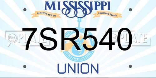 7SR540 Mississippi License Plate